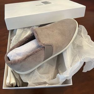 Brand new real fur shearling Vince slip on sneakers